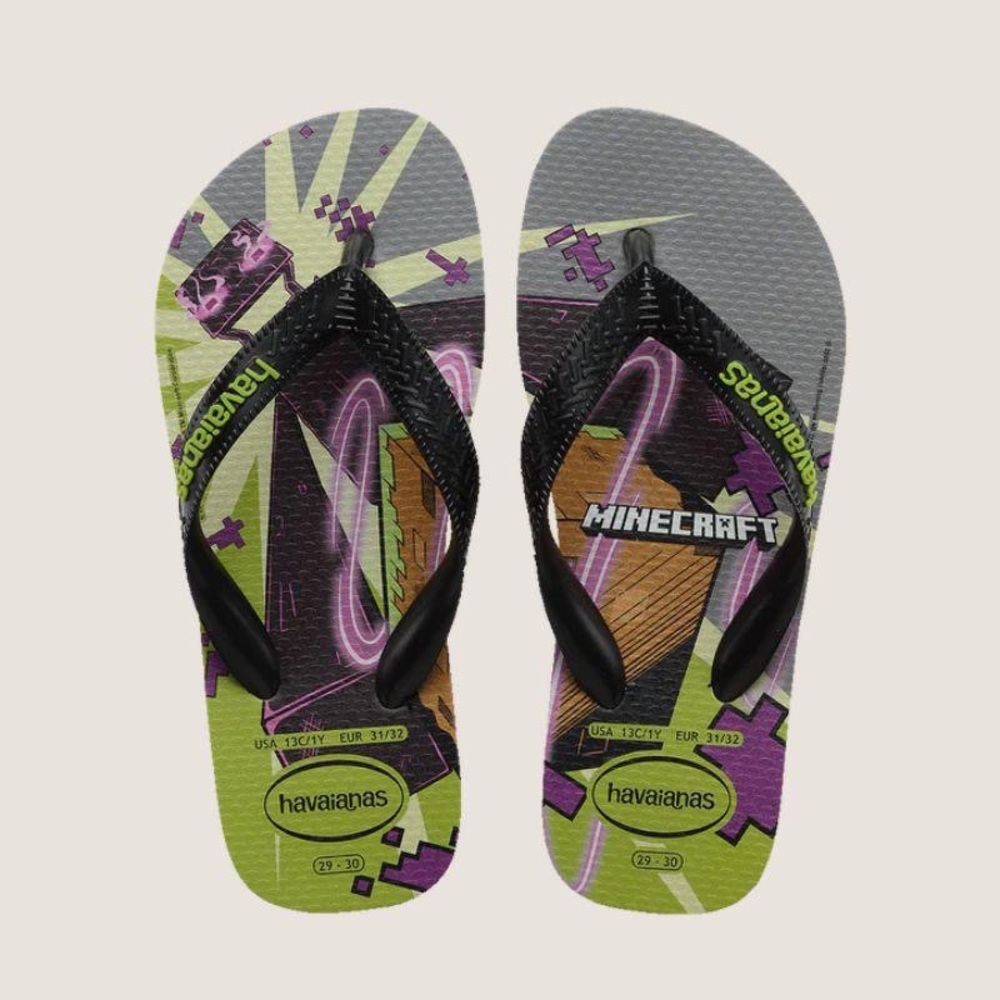 Havaianas Kids Top Minecraft Olive Flip Flops Size 11/12c